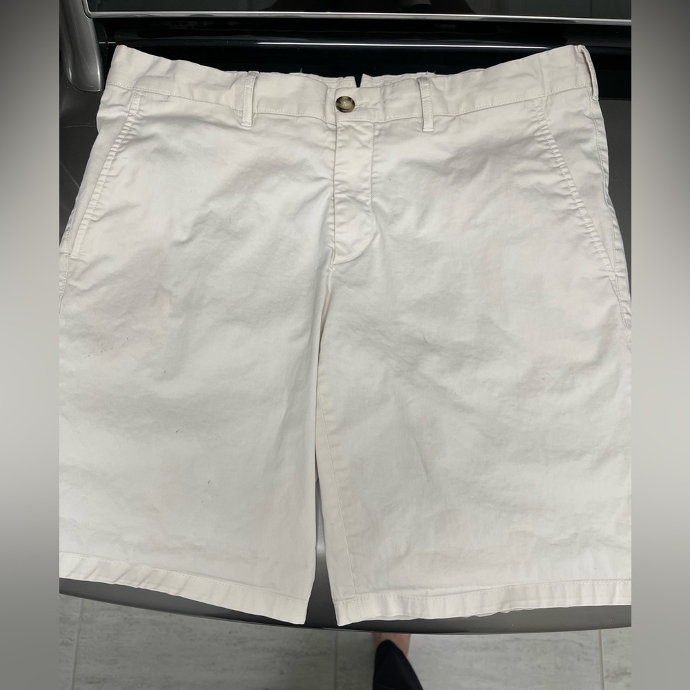 Prada Men's Cream Flat Front Shorts